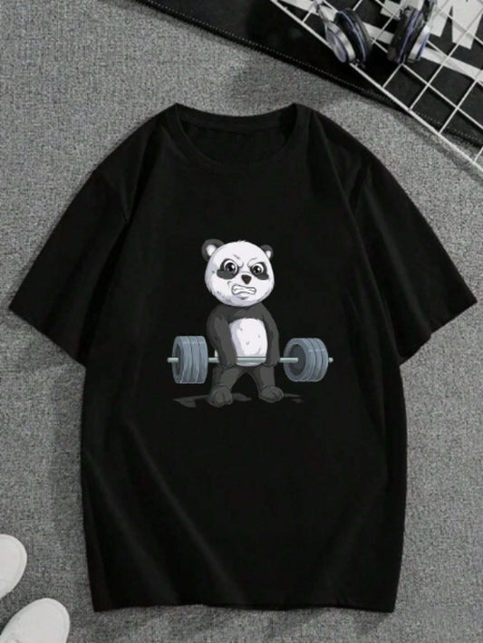 Camiseta unissex panda academia Ombro Caído Streetwear Camisa Blogueira Style