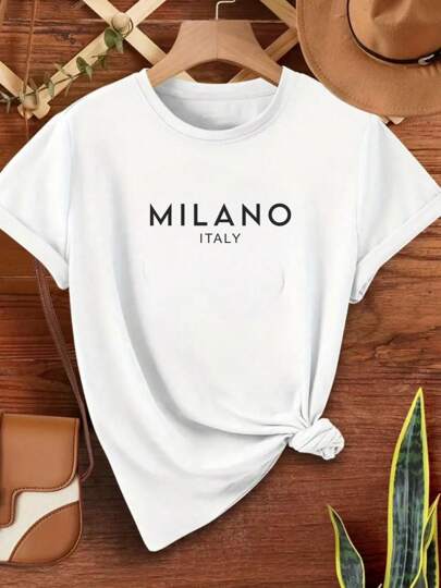 Camisa Camiseta T-shirt Feminina Baby Look Algodão Milano Italia