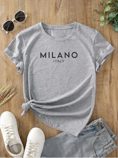 Camisa Camiseta T-shirt Feminina Baby Look Algodão Milano Italia