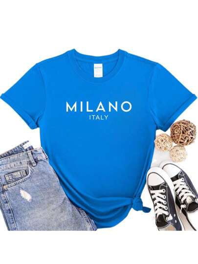 Camisa Camiseta T-shirt Feminina Baby Look Algodão Milano Italia