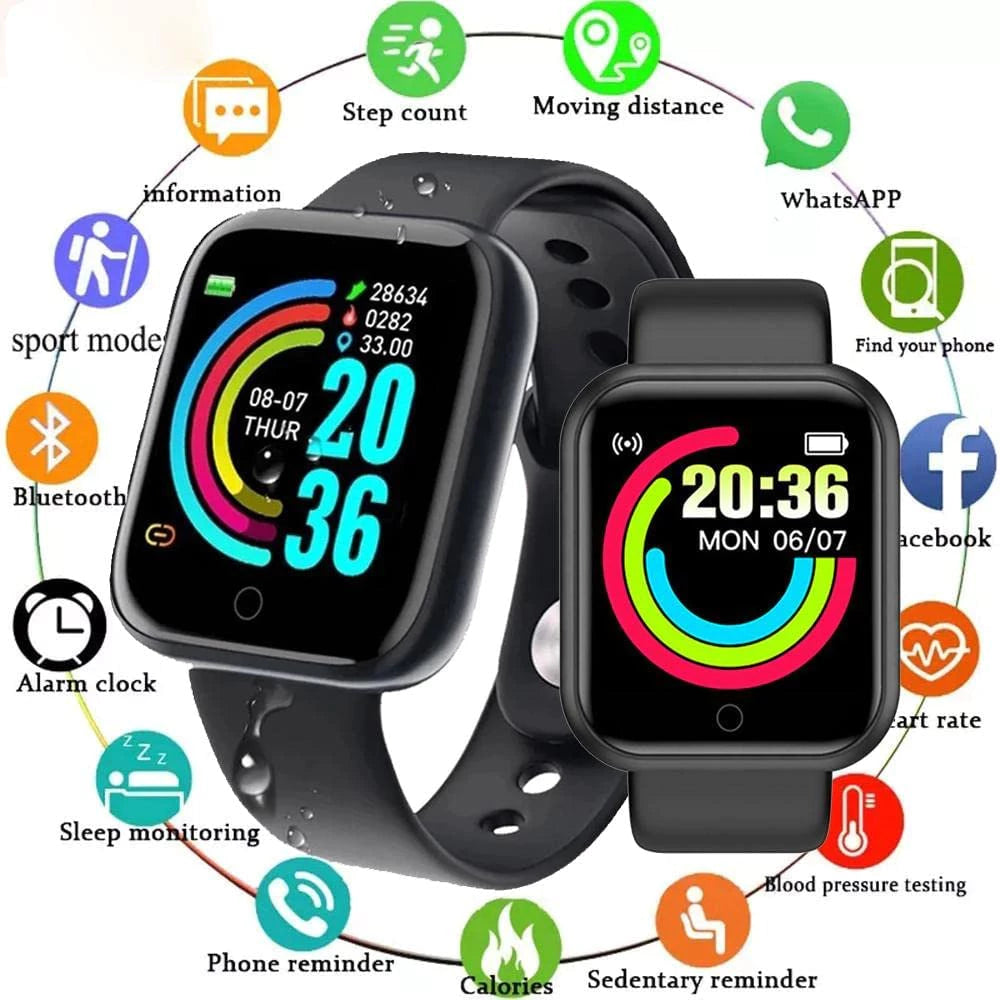 D20 Pro Y68 Smartwatch Relógio Inteligente Resistente Á Água Com Marcação De Batimentos Bluetooth -Envio Imediato